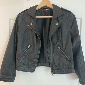 Black H&M Cropped Motorcycle Jacket